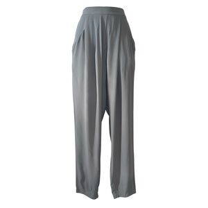 Eileen Fisher Women’s Gray 100% Silk Washable Pleat Hem Pull On Pants- Small